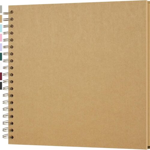 10 x 10 Inch Hardcover Kraft Blank Page DIY Scrapbook Photo Album, 40 Pages (20 Sheets) - Perfect for Wedding Anniversaries, Family Memories, and Small Scrapbooking Projects