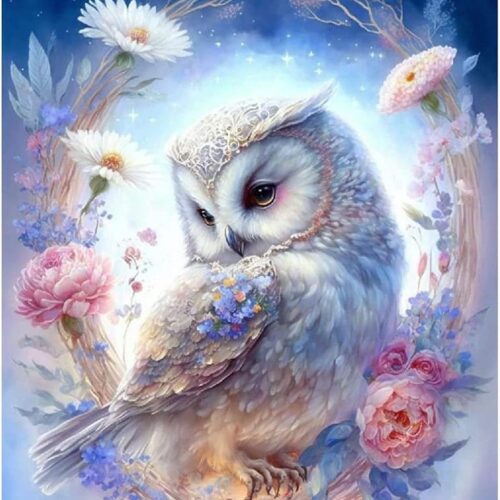 Diamond Painting Kits for Adults Owl Flower DIY 5D Full Drill Diamond Painting Kits for Adults Kids Beginner，for Home Wall Decor, Gem Art 12 x 16 Inches