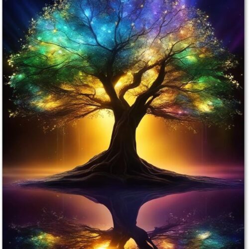 Colorful Tree of Life Diamond Painting Kits for Adults,5D Diamond Painting Diamond Art Kits,Diamond Art Diamond Painting Kits,Round Full Drill Diamond Dots Crafts for Wall Decor&Gift-12x16in