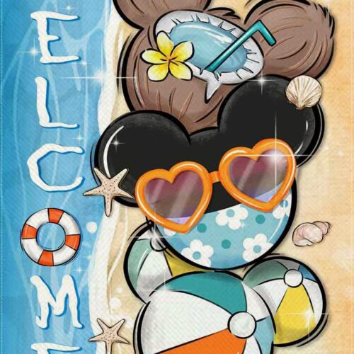 Welcome Summer Decorative Garden Flag, Beach Coastal Coconut Ball Yard Outside Decorations, Nautical Seasonal Burlap Outdoor Small Home Decor Double Sided 12 x 18
