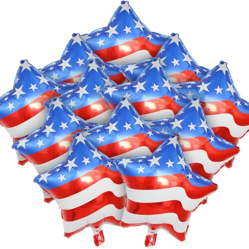 12 Pcs 4th of July Balloons American Flag Star Balloons Red White and Blue Foil Balloon Patriotic Balloon for Independence Day Party Decorations