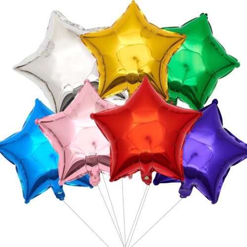 18 Inch Star Shape Foil Balloon,21pcs Multi Mylar Helium Balloons Rainbow Star Balloons for Party Decoration