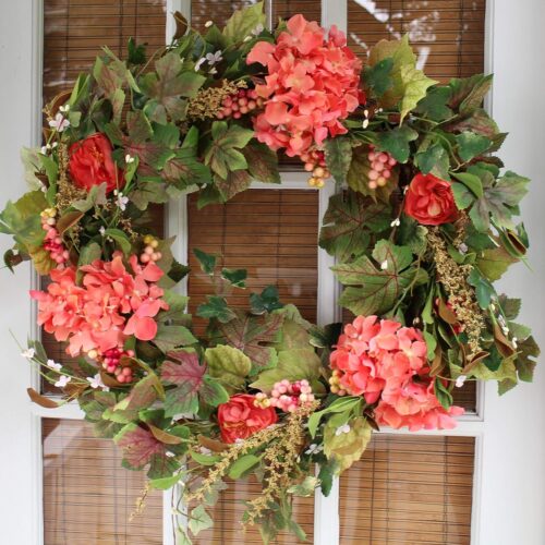 Genesee Silk Spring Door Wreath 24 Inch, Handcrafted Full Spring Wreath Designed in USA, Measures True to Size, White Storage Gift Box