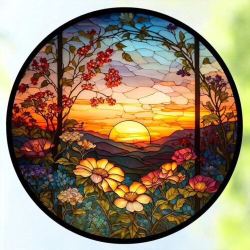 Diamond Painting Kits for Adults, 5D DIY Diamond Art Kits for Beginners Round Full Drill Diamond Painting for Home Wall Decoration Gift 12×12inch, Stained Glass Sunflower