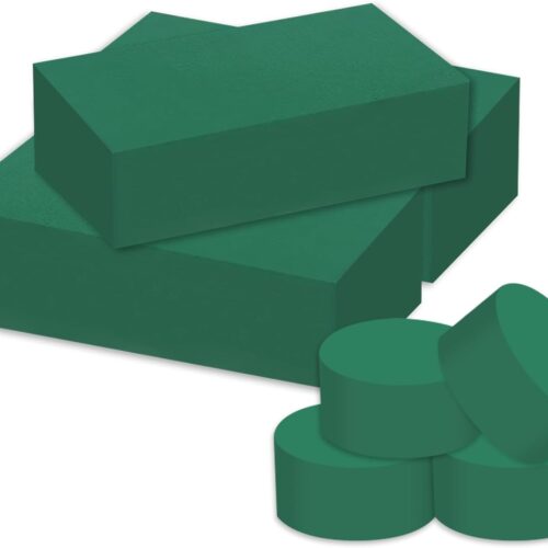 7 Pack Floral Foam Blocks, Round Foam & Block Foam Set, Green Wet & Dry Flower Foam for Fresh & Artificial Flower Arrangement, Florist Supplies for DIYs, Arts, Crafts & Weddings