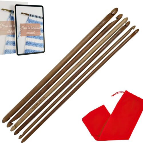 10-inch (25cm) Double Ended Tunisian Afghan Crochet Hooks Set - 6 US Sizes: A/2mm, B/2.5mm, C/2.75mm, D/3.25mm, E/3.5mm, F/3.75mm - Long Tunisian Crochet Hooks