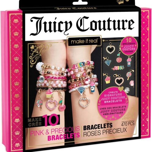 Juicy Couture Pink and Precious Bracelets - DIY Charm Bracelet Kit with Beads for Tween Jewelry Making - Jewelry Making Kit for Girls