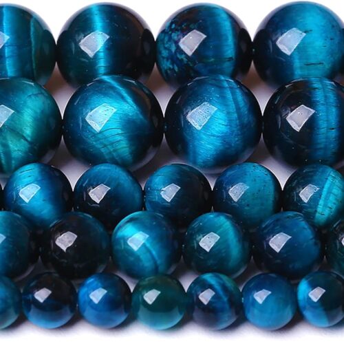 6mm 60PCS Blue Tiger Eye Beads Natural Stone Gemstone Spacer Loose Beads for Jewelry Making DIY Bracelet Semi Precious Beads Strand 15 inches