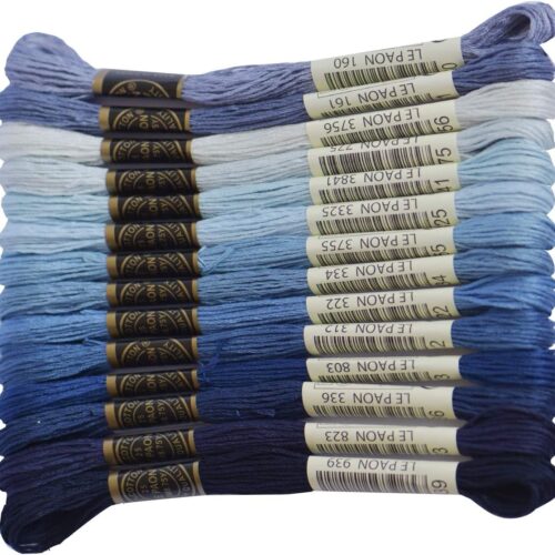 Premium Rainbow Color Embroidery Floss - Cross Stitch Threads - Friendship Bracelets Floss - Crafts Floss - 14 Skeins Per Pack Embroidery Floss, Electric Blue Gradient
