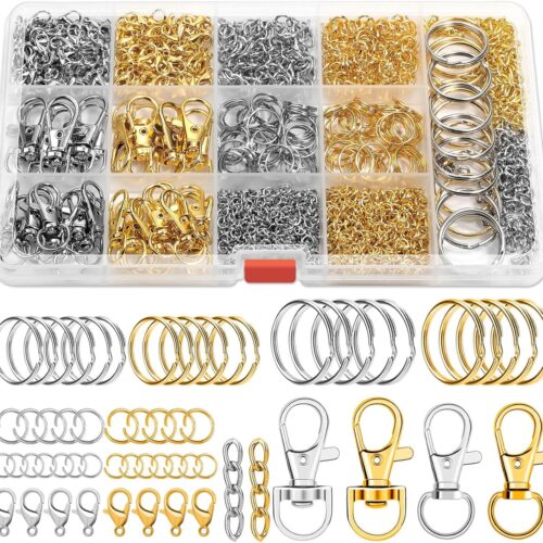 990PCS Keychain Making Kit, Keychain Craft Supplies Including Key Chain Hooks, Lobster Clasps, Key Rings and Jump Rings for Key Chain Making and Jewelry Making