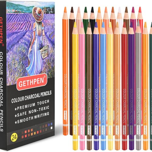 24-Color Charcoal Pencil Set – Skin Tones & Pastel Chalk Pastel Chalk Colored Pencils for Sketching, Shading & Portrait Art – Professional & Beginner Artist Kit