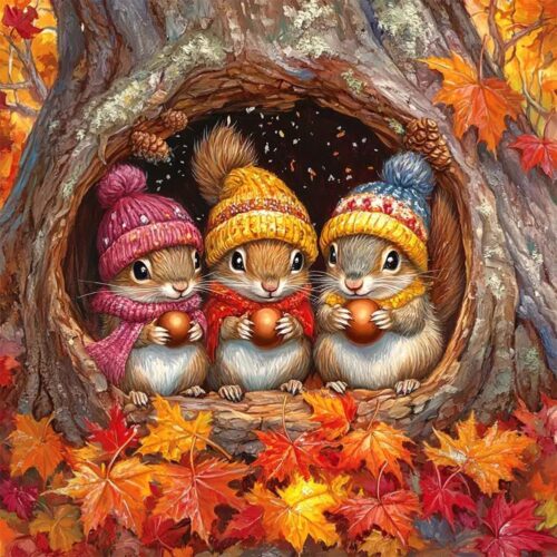 Squirrel Diamond Painting Kits for Adults, 5D DIY Diamond Art Kits for Beginners, Full Drill Diamond Painting Kits for Home Wall Decor, 12x12 Inch