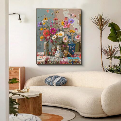 Paint by Numbers Kit for Adults Beginner, Flowers Adult Paint by Number Kits on Canvas, DIY Acrylic Watercolor Oil Paint by Number for Adults for Home Decor Gift 16x20 Inch