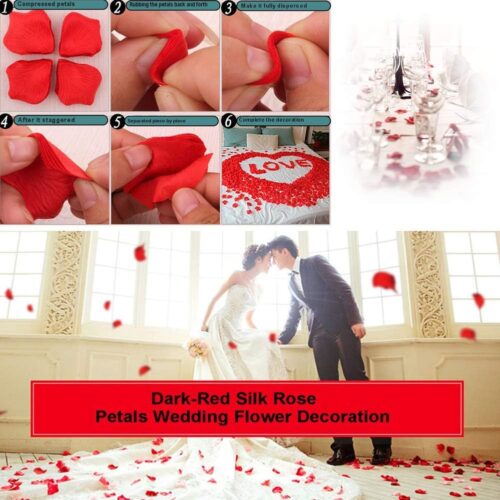 1000 Pieces Black Artificial Silk Rose Petals Flower Decoration Wedding Party Color Black