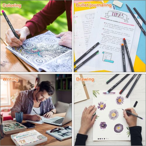 72 Colors Journal Planner Colored Pens, Fineliner Pens for Journaling, Writing Coloring Drawing, Note Taking, Calendar, Planner, Art Office School Gift Supplies