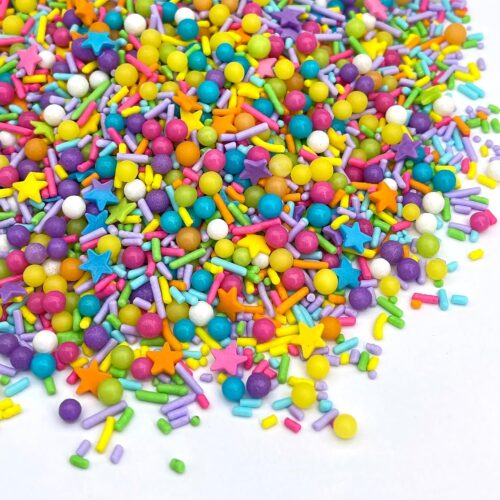 pink sprinkles, valentines, cake sprinkles, gluten free, cookies, chocolate, fondant, princess topping, ice cream, edible, dessert decoration (Rainbow)