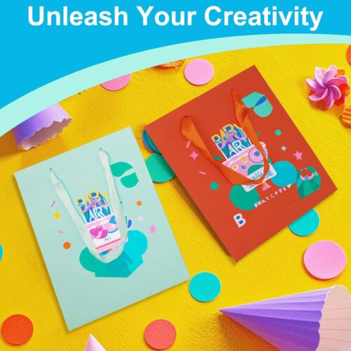 8 Pcs Medium Gift Bags With Handles: 8x5x10 Rainbow Colour Gift Bags Kraft Paper Party Favor Bags With 16 Tissues For Party,Birthday,Baby Shower,Wedding（8 Colors）