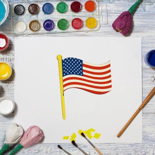 30 Pack 4 Inch Wood Flag Crafts Unfinished Wood Flag Cutouts Wooden US Flag Hanging Ornaments DIY Flag Craft Gift Tags for Home Party Decoration Craft Project