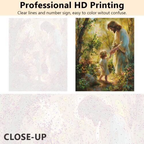 Jesus Paint by Numbers for Adult, Paint by Number Prayer Forest, Paint-by-Number Kits DIY Painting Kits On Canvas Religious Spirit Paint by Number for Adults,Frameless 16 x20 Inch