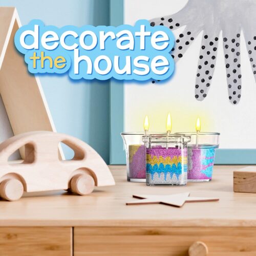 Candle Making Kit for Kids - DIY Kids Candle Making Kit - Design and Make Your Own Candles - Craft Supplies & Materials - 3 Glass Candle Containers, 3 Wicks, 5 Bags of Colored Wax