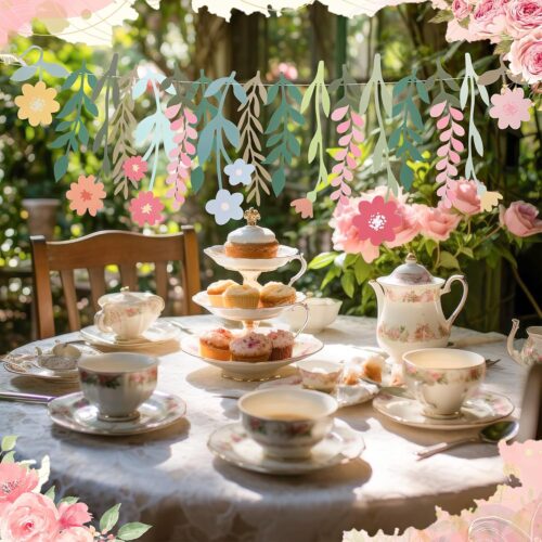 3 Pcs Flower Birthday Party Decorations Wildflower Garland Floral Happy Birthday Banner Spring Decor Boho Hanging Decorations for Women