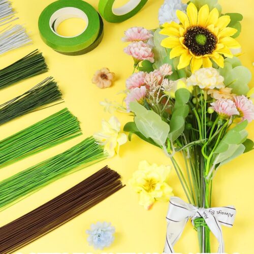 18 Gauge Green Floral Wire Stems for Artificial Flower Making, 100 PCS - Florist Wire for Crafts, Wreaths, Flower Arrangements and DIY Projects (Alambre para Flores)