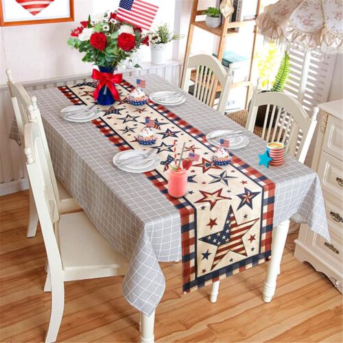 Stars and Stripes 4th of July Table Runner, Patriotic Memorial Day Table Runner American Flag Independence Day Kitchen Dining Table Runners for Home Party Decor 13 x 72 Inch