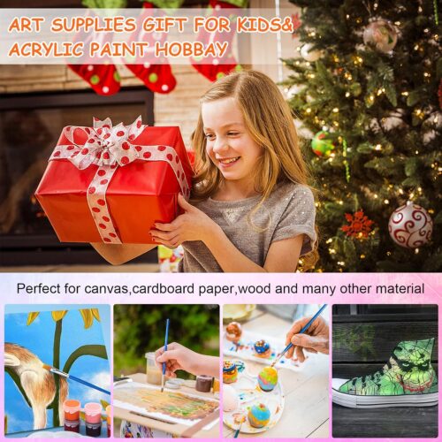 10 Pack Mini Acrylic Paint Set,12 Colors Acrylic Paint Strips for Kids&Adults Craft Paint,140 PCS Kids Paint Set Container Strips Storage, Perfect for Home Birthday Classroom Party Favors