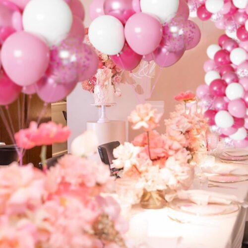 Pink and White Balloons Kit, 50pcs 12 Inch Light Pink Latex Balloon Pink Confetti Balloons for Birthday Wedding Baby Shower Party Decorations