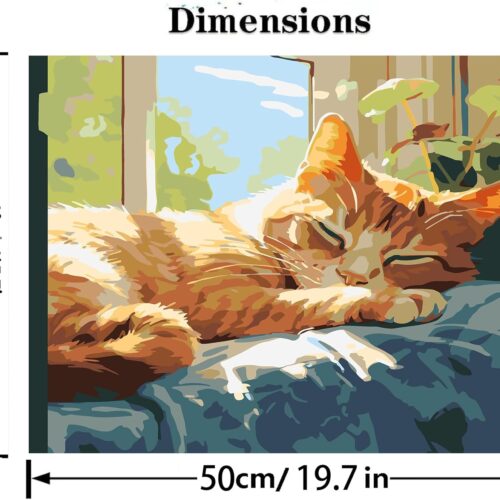 Cat Sleep Window Paint by Numbers Kit for Adults Beginner,DIY Cat Sleep Window Paint by Numbers for Adults,Easy Canvas Paint by Number Without Frame Home Wall Decor 16 x 20 in
