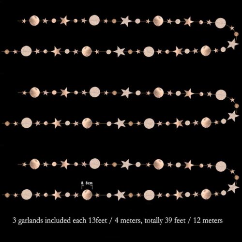 Twinkle Star Garland Champagne Gold Party Decorations Stars Banner Ceiling Hanging Decor Streamer Backdrop for Birthday Baby Shower Christmas New Year Eve Starry Night Theme Party Supplies