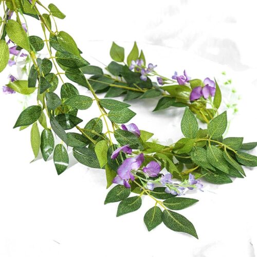 Garland Artificial Flowers Wisteria Vine - 5Pcs Total 33ft Purple Fake Hanging Flower