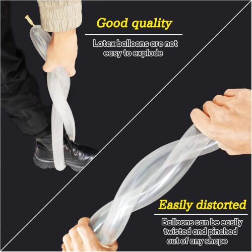260 Clear Long Balloons for Animals, Thickening Skinny Latex Twisting for Arch Modeling Magic Clown Birthday Wedding Party Decorations 100pcs