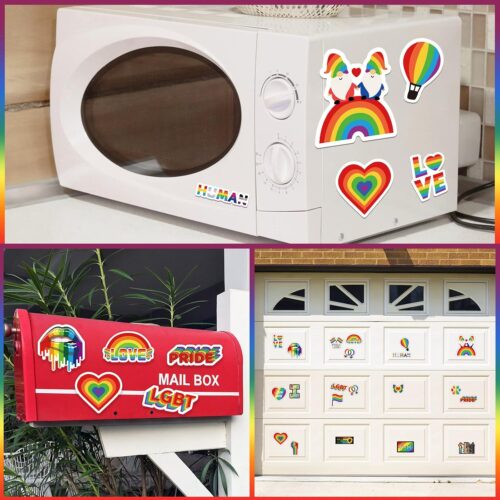 Pride Rainbow Magnetic Stickers, 22pcs Pride Car Water-Repellent Magnets Decorations Accessories for Pride Day Parade Supplies Home Fridge Car Bumpers Party Decor