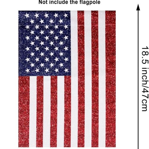 Garden Flag Patriotic 4th of July American Flag Vertical Doubled Sided Glitter Flags Farmhouse Yard Lawn Outdoor Decorations 12.5x18 Inch