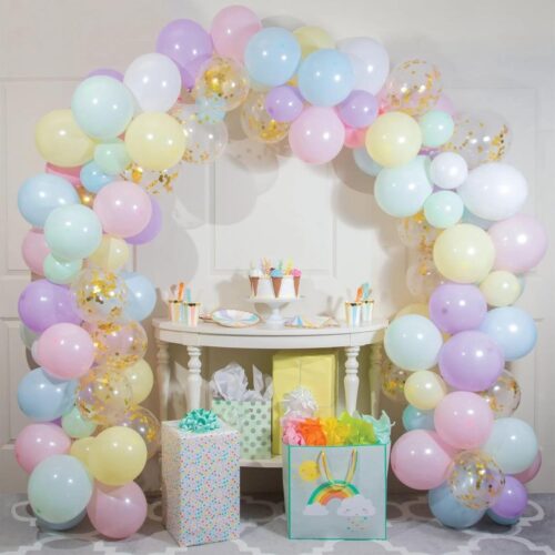 Pastel Balloons 12 Inch Pastel Rainbow Balloons 35Pcs Multicolor Colorful Macaron and Gold Confetti Balloon Set for Girls Easter Engagement Wedding Anniversary Baby Shower Birthday Party Decorations