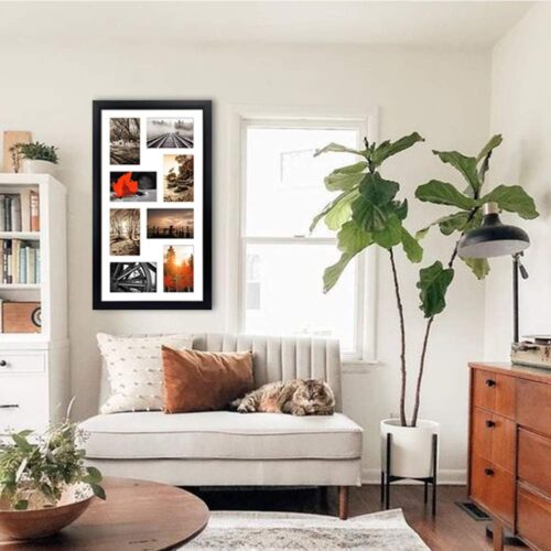 4x6 Black Collage Picture Frames Set of 2, 8 Openings Matted Collage Frame for 4x6 Pictures to Display 16 Multi Photos for Wall