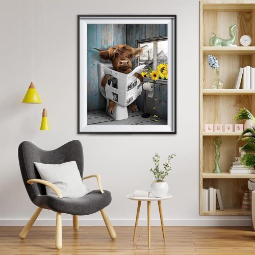 Cow Paint by Numbers Kit for Adults-Highland Cow Paint by Number for Adults, Animal Acrylic Painting by Numbers for Home Leisure Wall Decoration 16x20 inch
