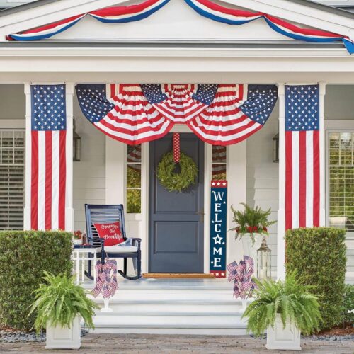 Patriotic Wooden Porch Sign 47" 4th of July Independence Day Large Welcome Sign Memorial Day Vertical Indoor Outdoor Standing Sign For Garden Home Yard Farmhouse
