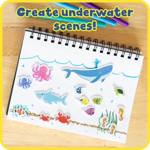 Foam Stickers - Sea Life - Pack of 168 - Self-Adhesive Stickers for Kids - 3D Puffy Ocean Stickers for Laptops, Party Favors and Crafts