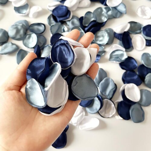 300Pcs Dusty Blue Rose Petals Wedding Table Decor Navy Blue White Dusty Blue Artificial Flower Petals for Wedding Shower Decorations Dusty Blue Wedding Decor