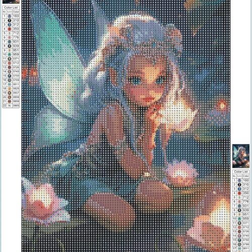 DIY Fairy Diamond Painting Kits for Adults,5D Cartoon Diamond Art Kits for Beginners,Round Full Drill Flowers Diamond Painting Art,DIY Painting by Numbers Diamond Art Painting 12x16 inch