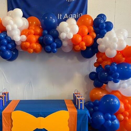 Blue and Orange Balloons, 35pcs Blue White Orange Balloons, Blue and Orange Confetti Balloons Orange and Blue Latex Balloons for Birthday Baby Shower Wedding Anniversary Graduation Party Decorations
