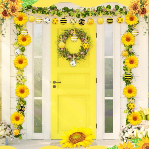 12 Pcs Summer Tree Ornaments Sequin Ball Ornaments Decorative Tree Decorations Heart Sunflowers Rabbits Hanging Decorations for Holiday Wedding Anniversary Home Decor