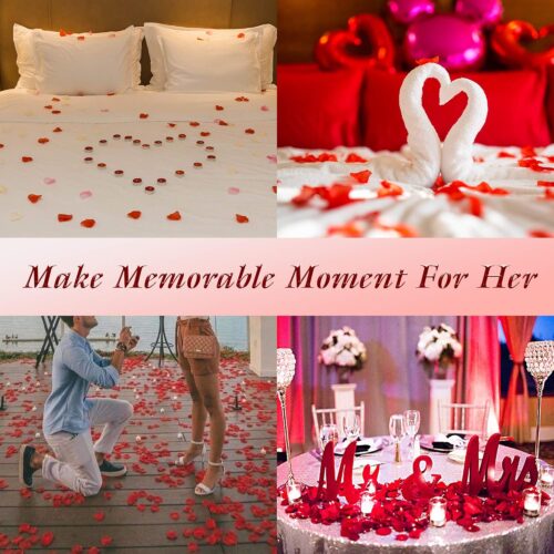 2000 Pcs Gold Silk Rose Petals,Artificial Flower Petals for Wedding,Romantic Night,Romantic Valentines Decor for Bedroom,Weddings,Party,Table,Dining Room,Proposal Anniversary Flower Decorations