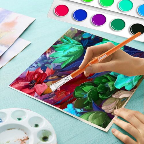 Watercolor Brushes Professional 6PCS Watercolor Paint Brushes for Painting, Cat's Tongue Oval Wash Paint Brush, Dagger, Round Pointed Watercolor Brush for Water Color Acrylics Gouache Ink