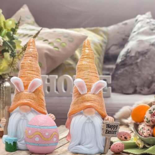 Easter Gnomes Bunny Doll Decor - Resin Home Ornaments Table Decor Valentines Gifts (Radish Gnome)
