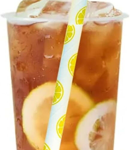 25 Pcs Biodegradable Yellow Paper Straws Lemon Baby Shower Party Straws Lemon Disposable Paper Straws for Drinking (25)