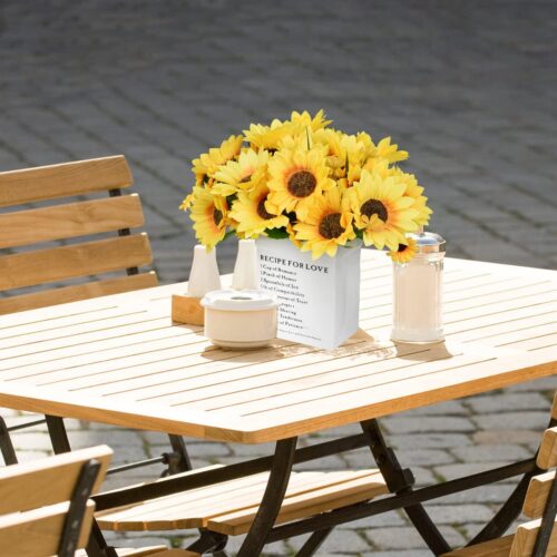 6 Pack Artificial Sunflowers Bouquet, 12in Silk Sunflower Fake Sunflower Artificial Silk Flower Bouquet for Home Wedding Bride Holding Flowers Floral Decor