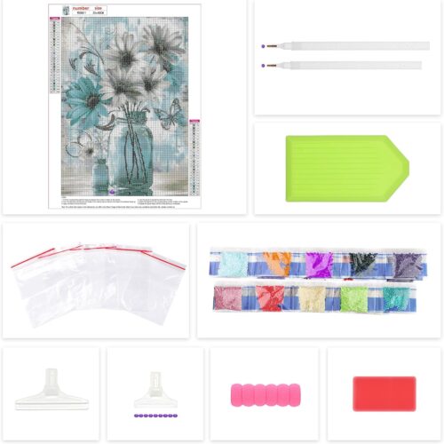 Daisy Diamond Art Kits for Adults, Rustic Flower DIY Full Drill Diamond Painting Kits for Beginners, 5D Gem Art Crafts for Adults, Home Wall Decor 12x16 inch